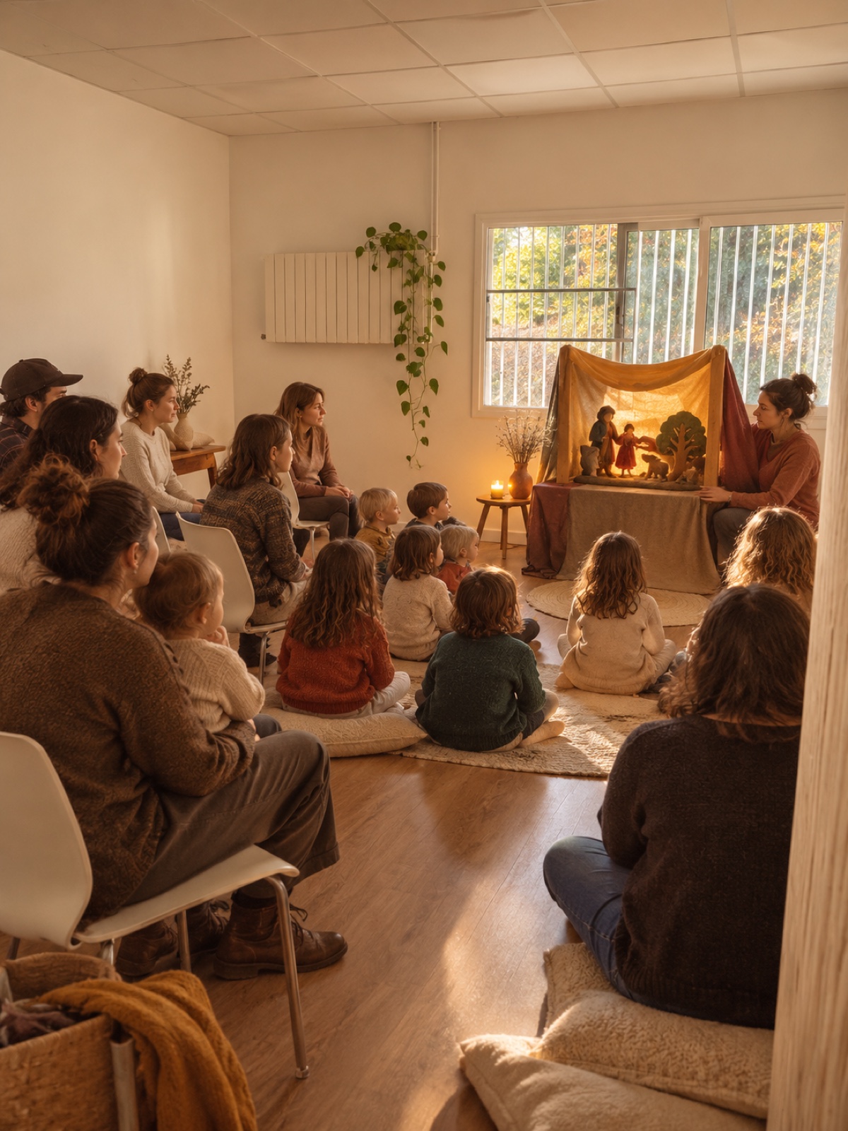 Imatge il·lustrativa amb IA de famílies a La Tribu del Refugi